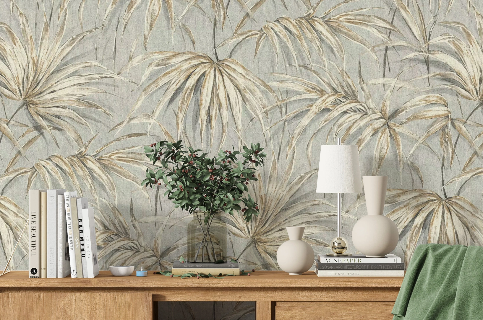 Grey leaf tropical Mural